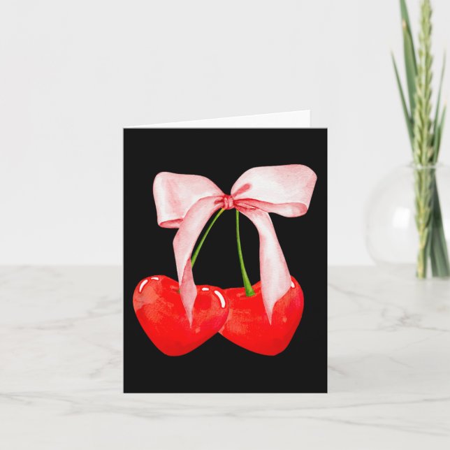 Carte Tendance Cherry Soft Girl Era Pink Bow Ribbon Vale (Devant)