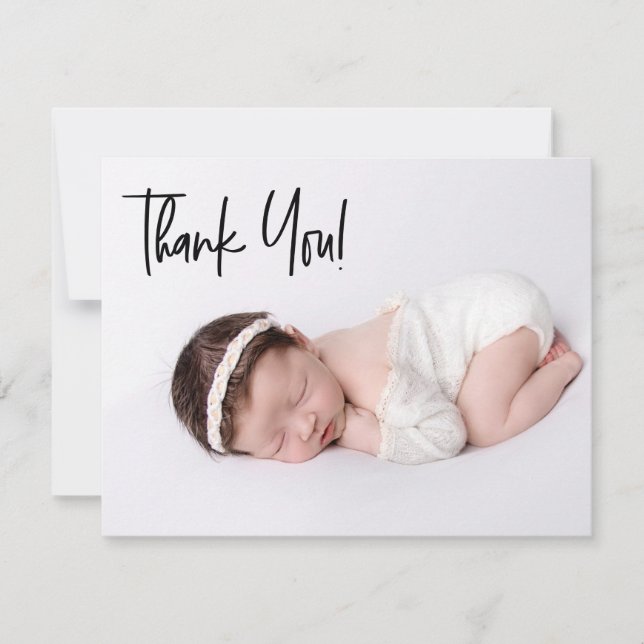 Carte Tendance Chic Handlettering Baby Girl Photo Naissa (Devant)