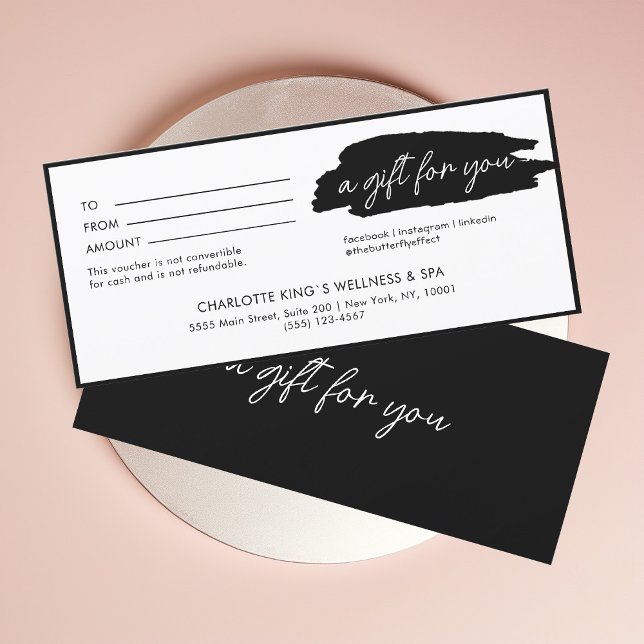 Carte tendance, moderne, écriture manuscrite, noir blanc (Créateur téléchargé)