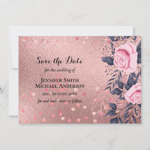 Carte Tendance ROSEGOLD Mariage Metallic rose marine Par
