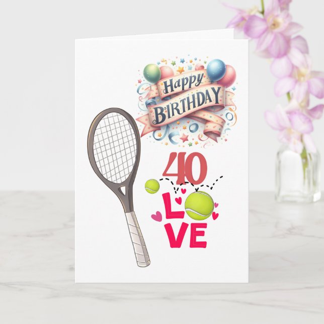Carte Tennis 40e Anniversaire 40-Love : Tennis-Thème (Orchidée)