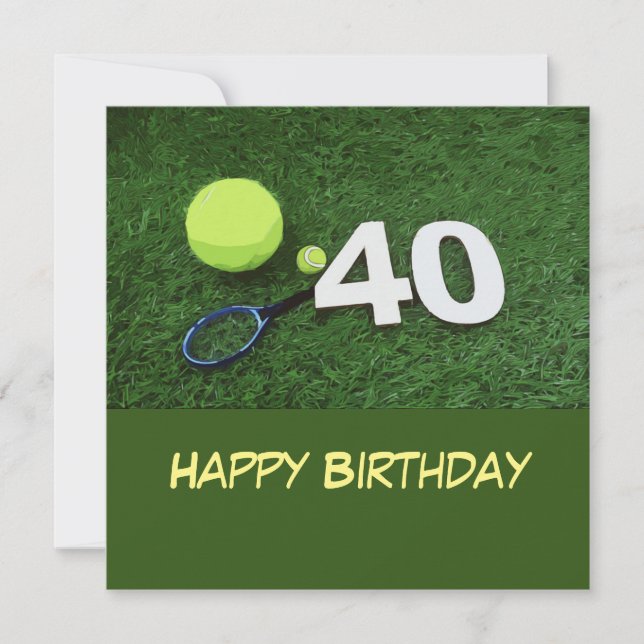 Carte Tennis 40e Anniversaire avec balle de tennis sur v (Devant)
