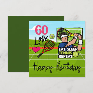 Carte Tennis 60e anniversaire à Joueur de Tennis avec AM