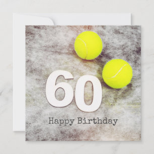Carte Tennis 60e anniversaire avec balles de tennis