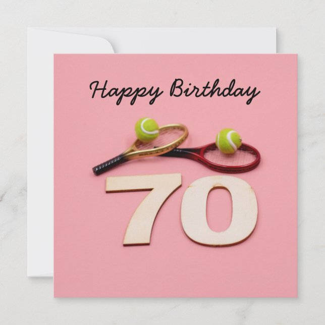 Carte Tennis 70e anniversaire avec balle et raquette sur (Devant)