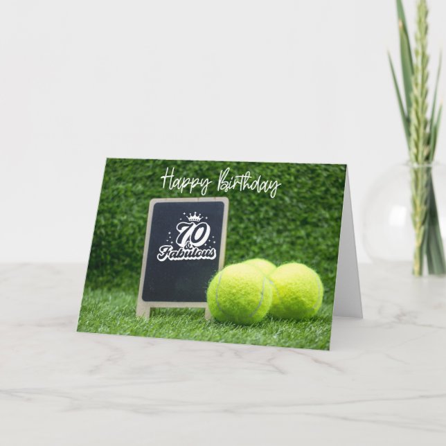 Carte Tennis 70e anniversaire avec balle pour le joueur (Devant)