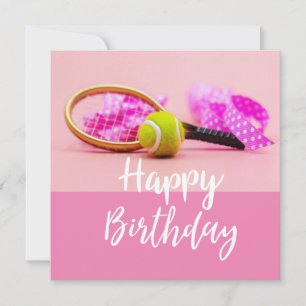 Carte Tennis avec raquette sur rose Anniversaire