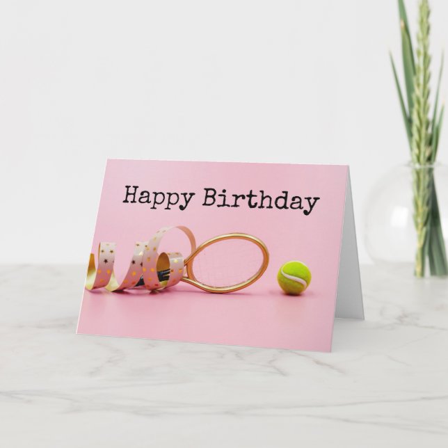 Carte Tennis ball et raquette heureux anniversaire sur c (Devant)