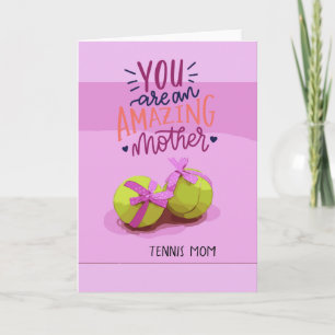 Carte Tennis ball sur rose pour Tennis Maman Fête des Mè