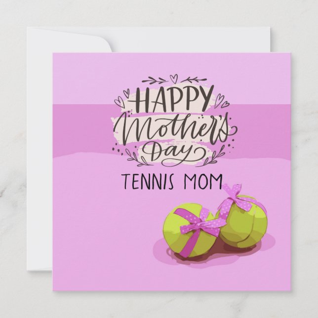 Carte Tennis ball sur rose pour Tennis Maman Fête des Mè (Devant)