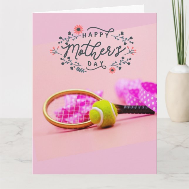 Carte Tennis ball sur rose pour Tennis Maman Fête des Mè (Devant)