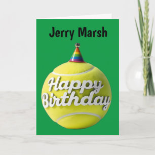 Carte Tennis balle avec heureux anniversaire casquette