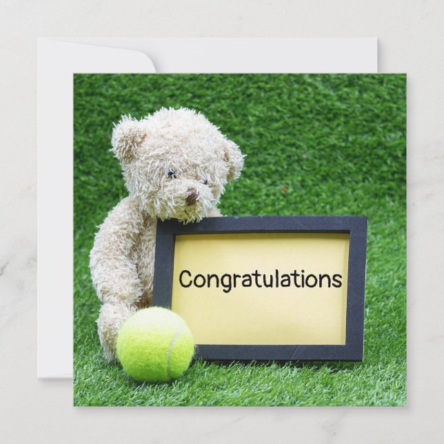 Carte Tennis Bear Félicitations avec balle de tennis (Devant)