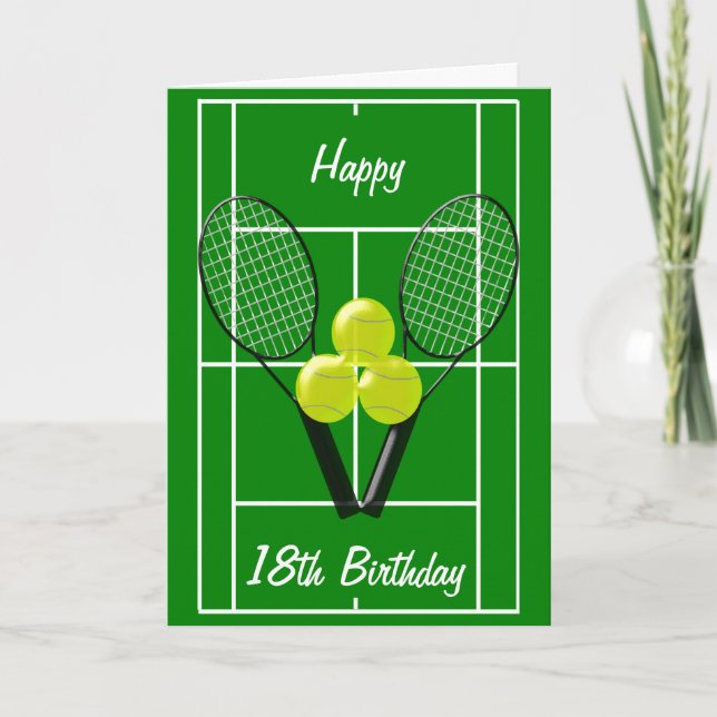 Carte Tennis Design Personnalisé 18e anniversaire (Devant)