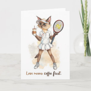Carte Tennis Funny Dire pour le café amoureux des chats