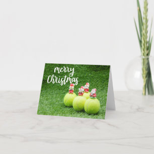 Carte Tennis Joyeux Noël avec balle de tennis chapeau de