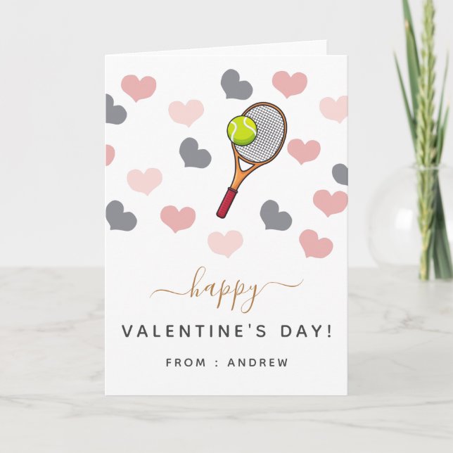 Carte Tennis Romantique Valentine Coeurs & Racket Love (Devant)
