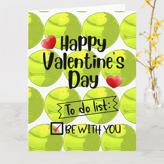 Carte TENNIS Saint-Valentin au joueur avec amour     (Fleur jaune)