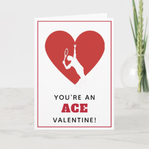 Carte Tennis Valentine Red Heart Romantic Ace Sert Amuse