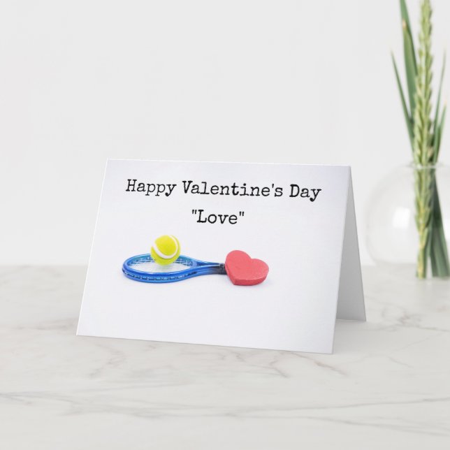 Carte Tennis Valentine's Day avec balle, raquette et amo (Devant)