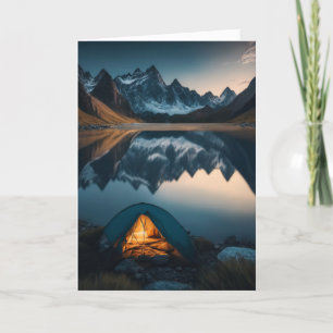 Carte Tente, Montagnes et Lac Camping Art à thème