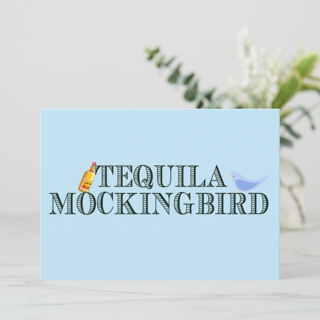 Carte Tequila Mockingbird amusant Livre Pun Anniversaire (Debout devant)