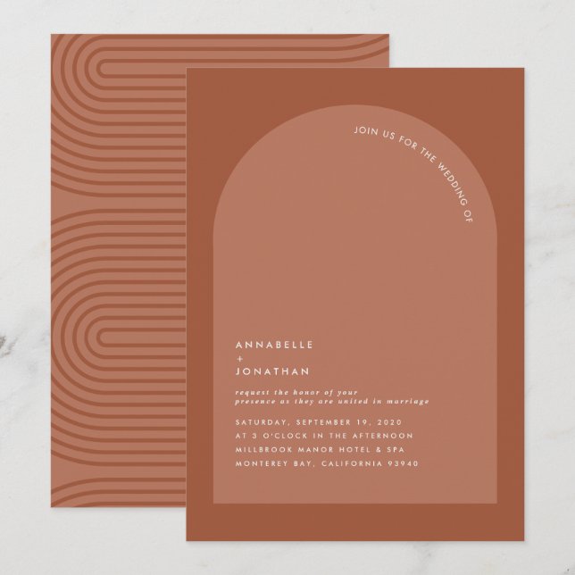 Carte Teracotta de rouille bohème moderne géométrique (Devant / Derrière)