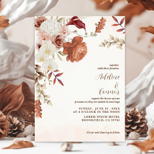 Carte Terracotta Automne Automne Floral Boho Mariage rus