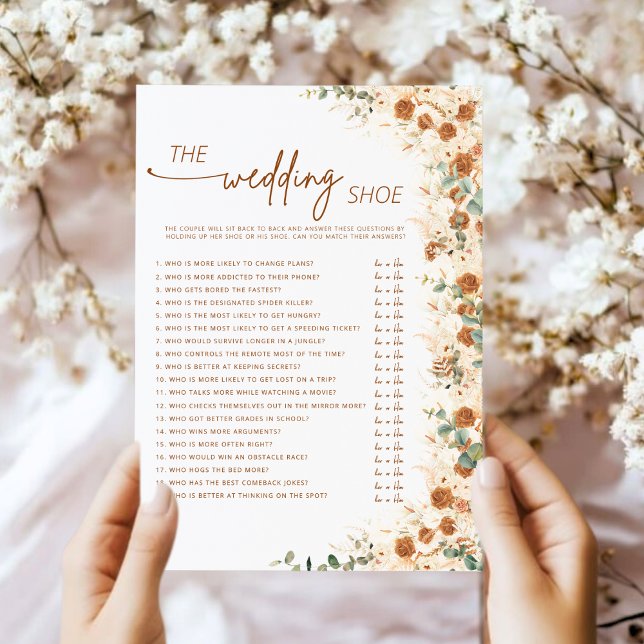 Carte Terracotta Boho Pampas Floral Mariage jeu de chaus (Créateur téléchargé)