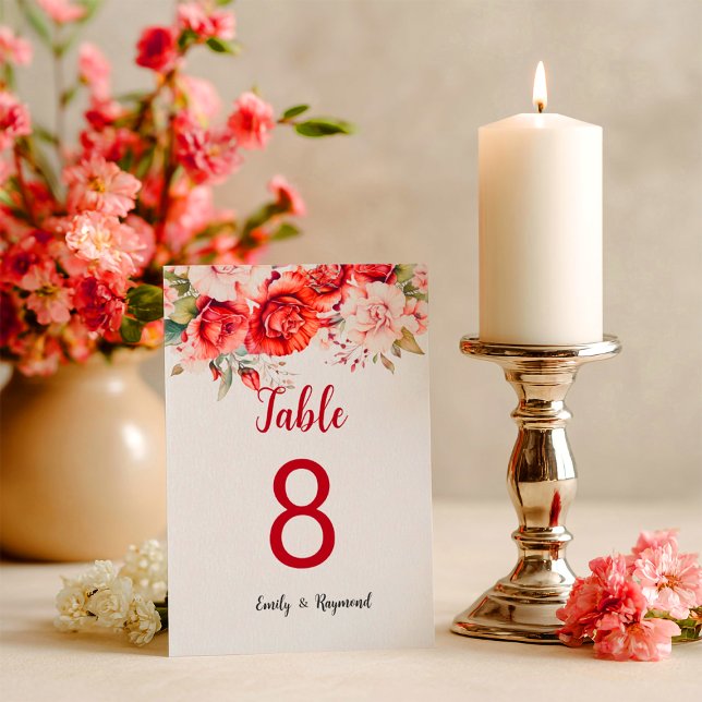 Carte Terracotta Burgundy Blush Floral Table Number (Créateur téléchargé)