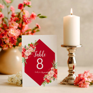 Carte Terracotta Burgundy Blush Floral Table Number