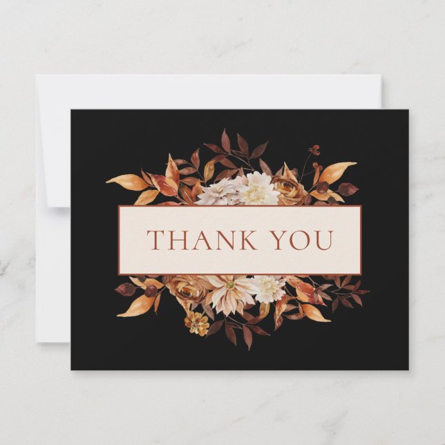 Carte Terracotta Feuille  Floral Merci (Devant)