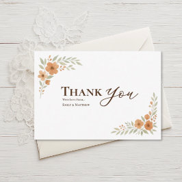 Carte Terracotta Floral Wedding Thank You Card
