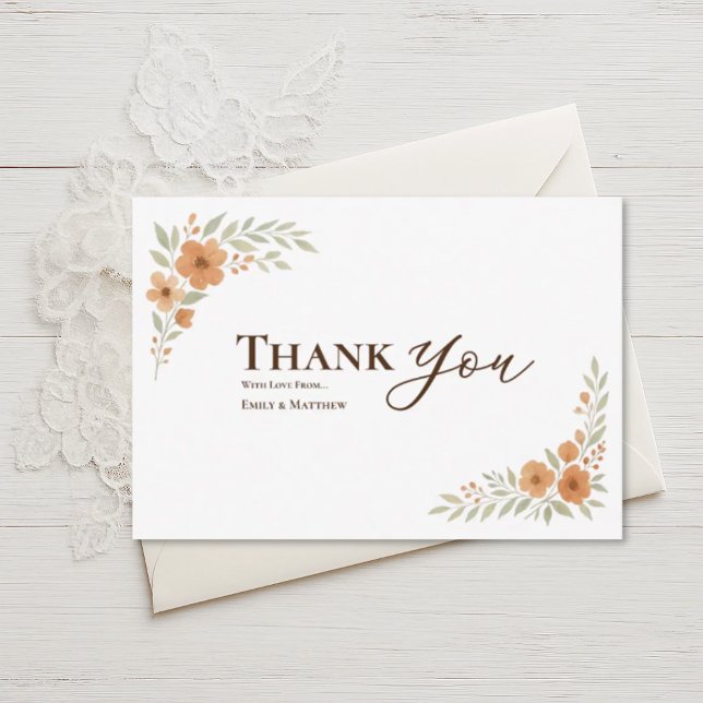 Carte Terracotta Floral Wedding Thank You Card (Créateur téléchargé)