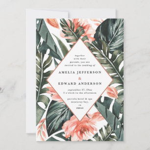 Carte Terracotta sauge vert feuillage tropical mariage