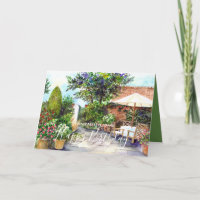 Terrasse du Manor House aquarelle peinture
