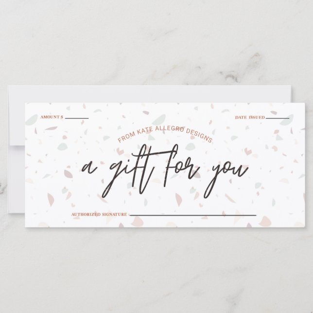 Carte Terrazzo & Signature Script Certificat cadeau (Devant)