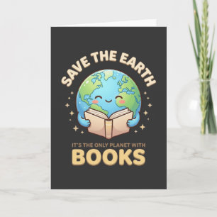 Carte Terre adorable lisant un livre avec un message amu