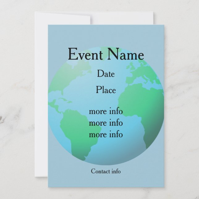 Carte Terre globe arrière - plan texte personnalisé (Devant)