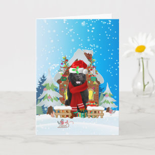 Carte Terre-Neuve dans la neige avec cadeaux de Noël