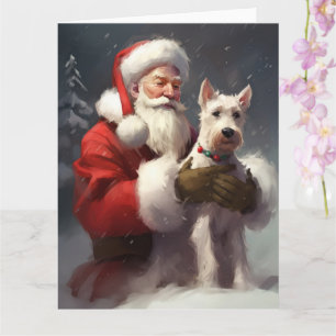 Carte Térrier Fox à poil dur Père Noël Noël Fête