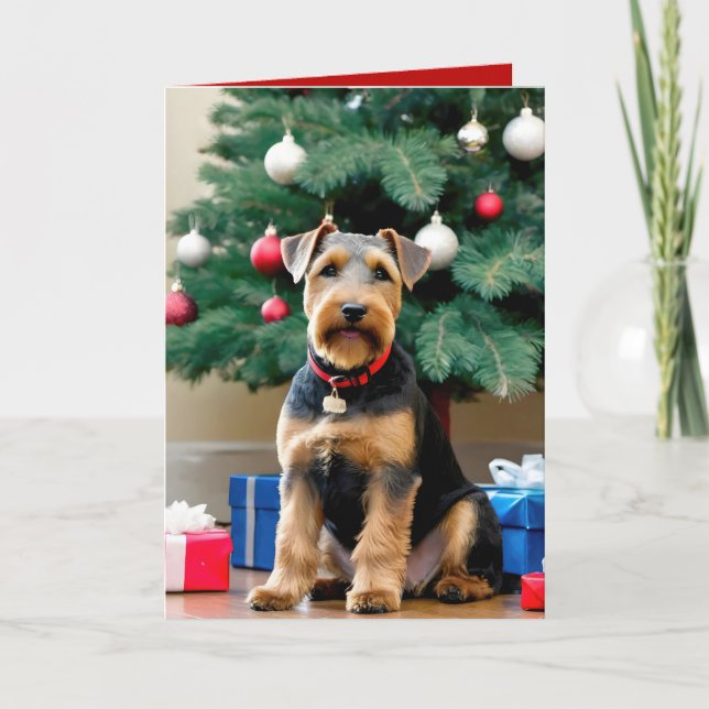 Carte Terrier Gallois De Noël Par L'Arbre (Devant)