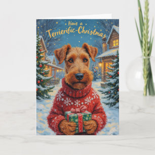 Carte Terrier-ific Airedale Terrier Salutation de Noël