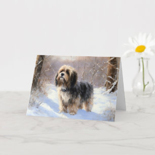 Carte Terrier Tibétain Laissons Il Neige Noël