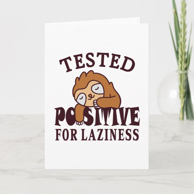 Carte Testé positif à la paresse Paresseux (Devant)