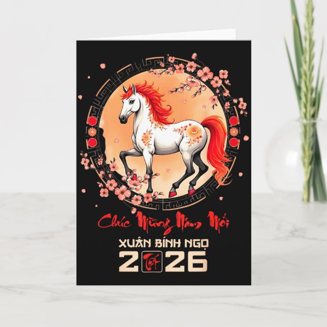 Carte Tet 2026 Vietnamese Year Horse Zodiac Lunar Chines (Devant)