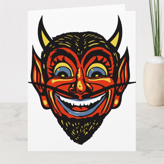 Carte Tête de diable d'Halloween vintage (Devant)