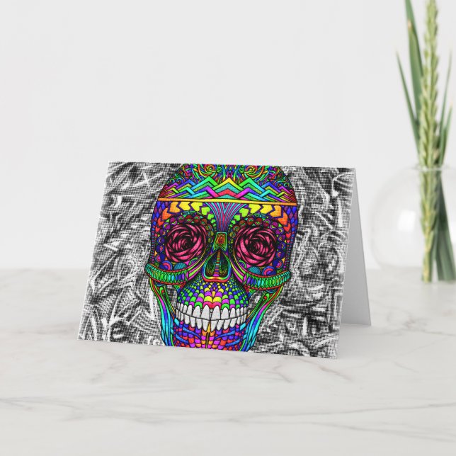 Carte Tête morte en spirale d'art abstrait de crâne de (Devant)