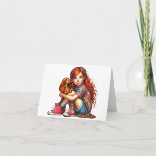 Carte Tête rouge Animée avec Dachshund N'importe quelle 