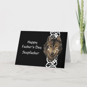 Carte Tête sauvage de loup de beau-père heureux de fête